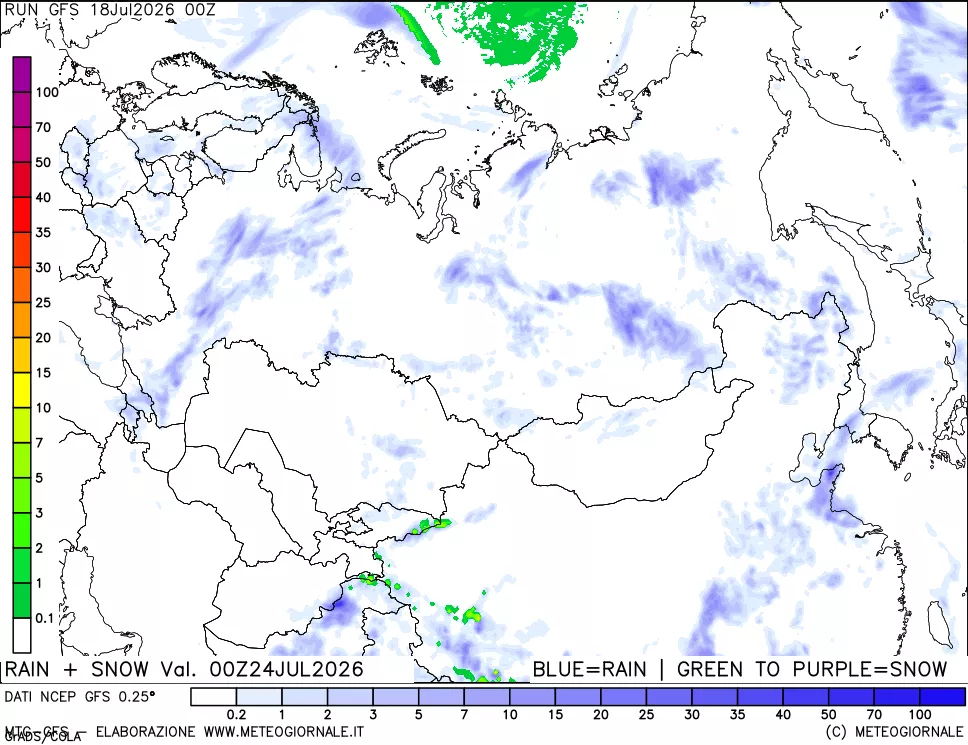 mappa Precipitazioni totali e nevose