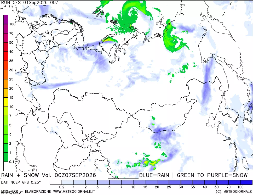 mappa Precipitazioni totali e nevose