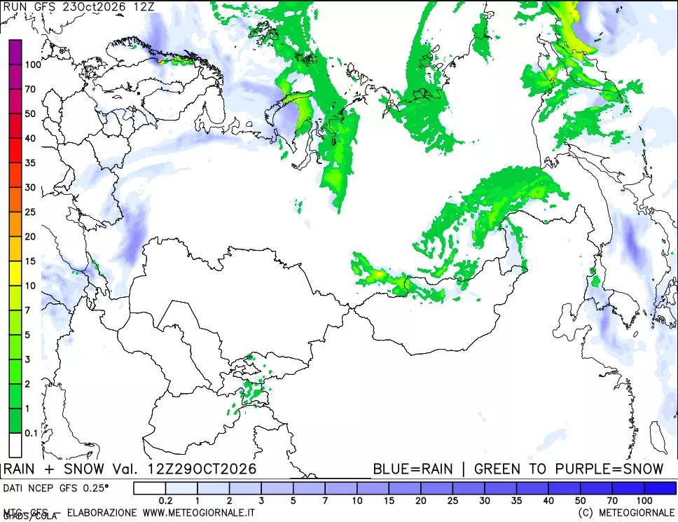 mappa Precipitazioni totali e nevose