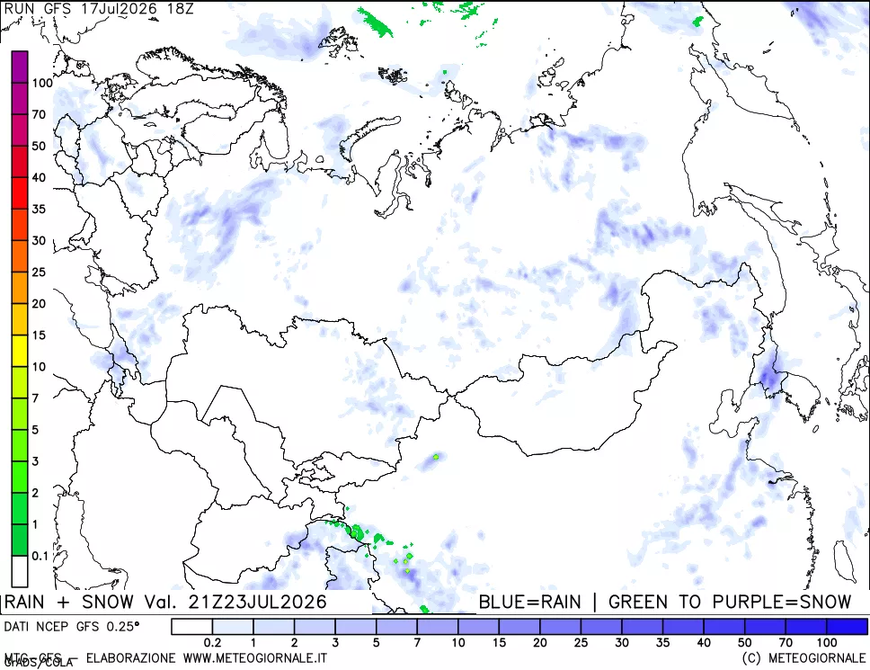 mappa Precipitazioni totali e nevose