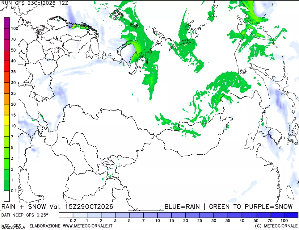 mappa Precipitazioni totali e nevose