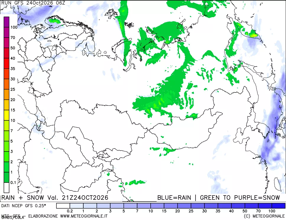 mappa Precipitazioni totali e nevose