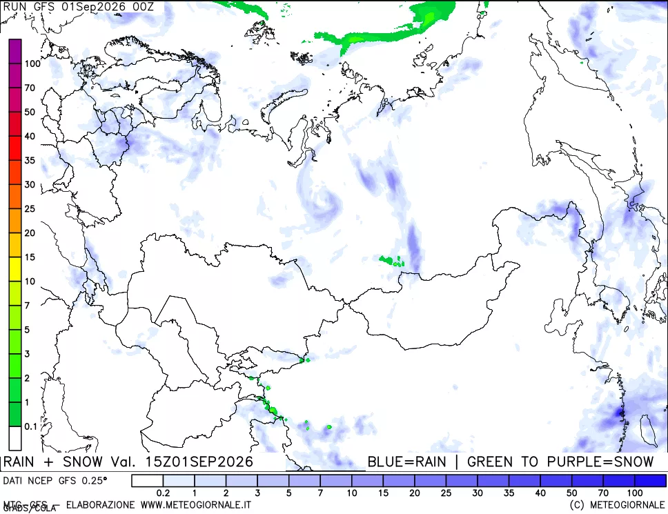 mappa Precipitazioni totali e nevose