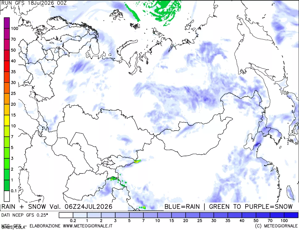 mappa Precipitazioni totali e nevose
