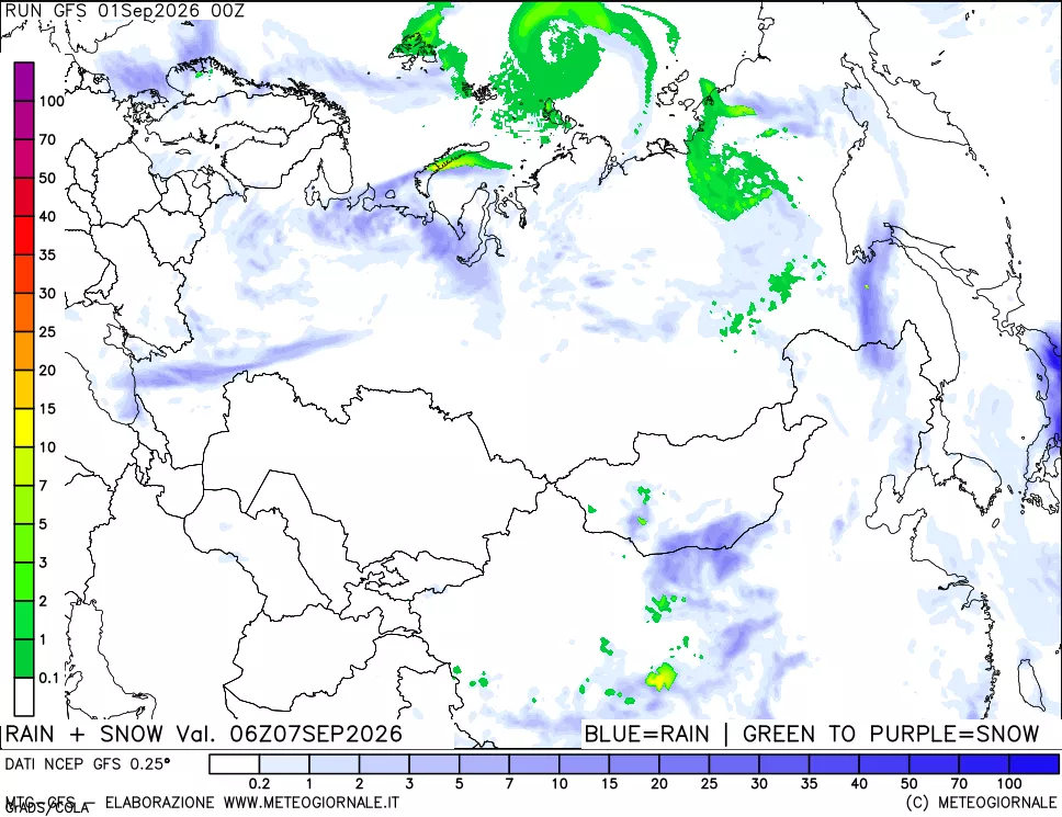 mappa Precipitazioni totali e nevose