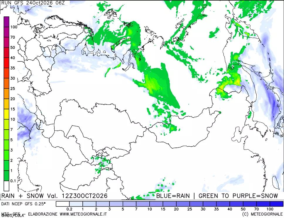 mappa Precipitazioni totali e nevose
