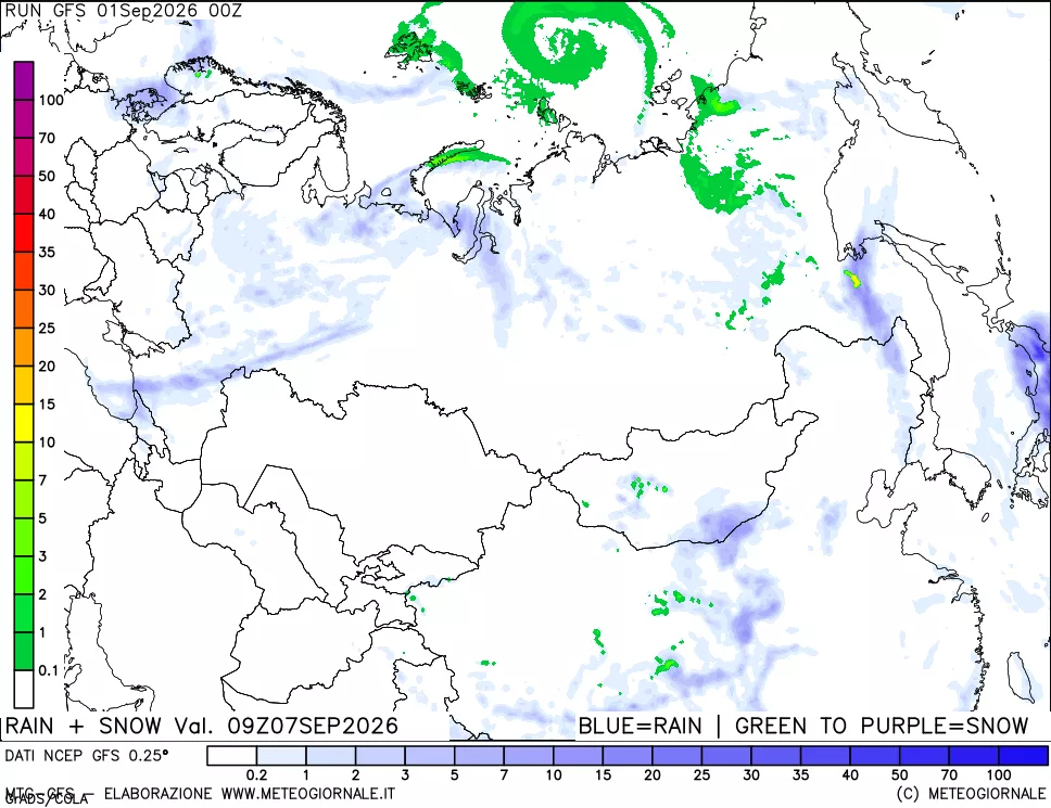 mappa Precipitazioni totali e nevose