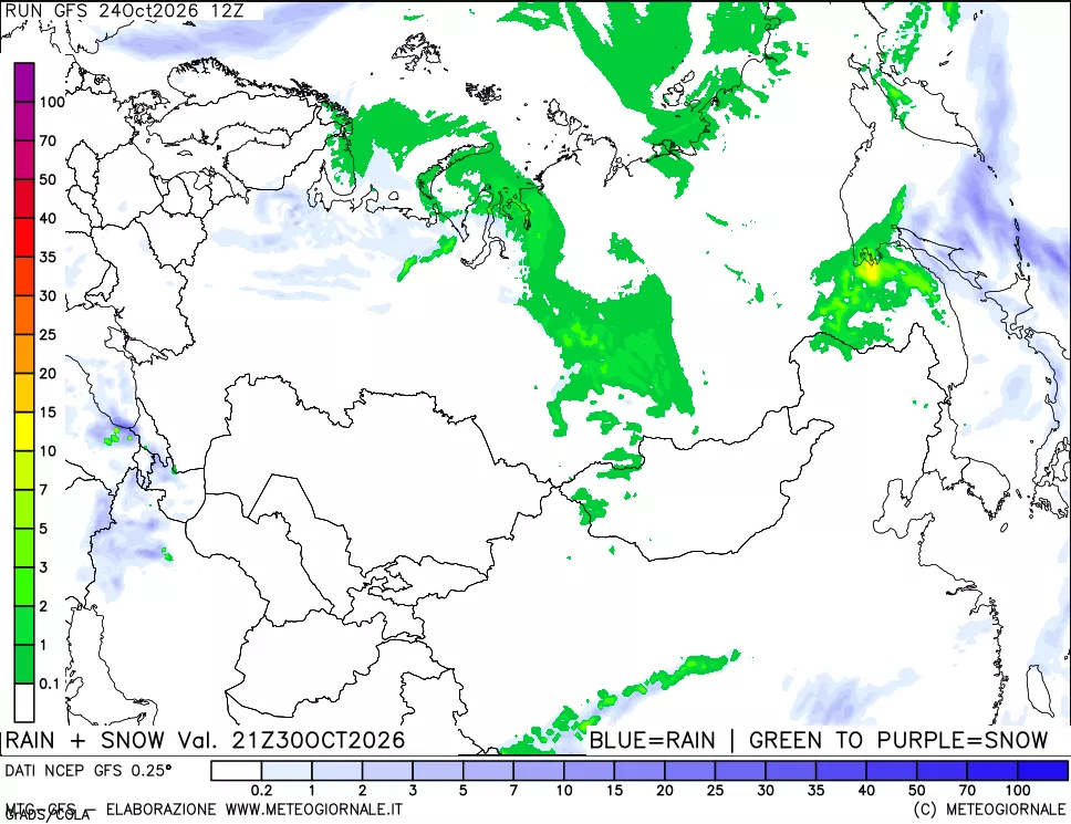 mappa Precipitazioni totali e nevose