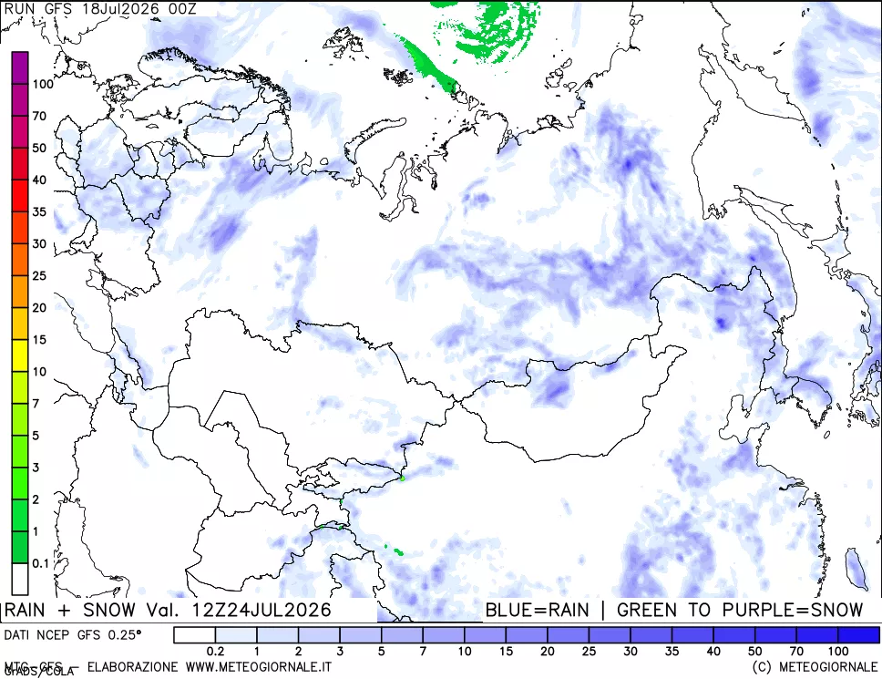 mappa Precipitazioni totali e nevose