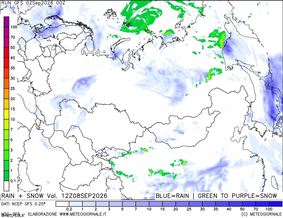 mappa Precipitazioni totali e nevose