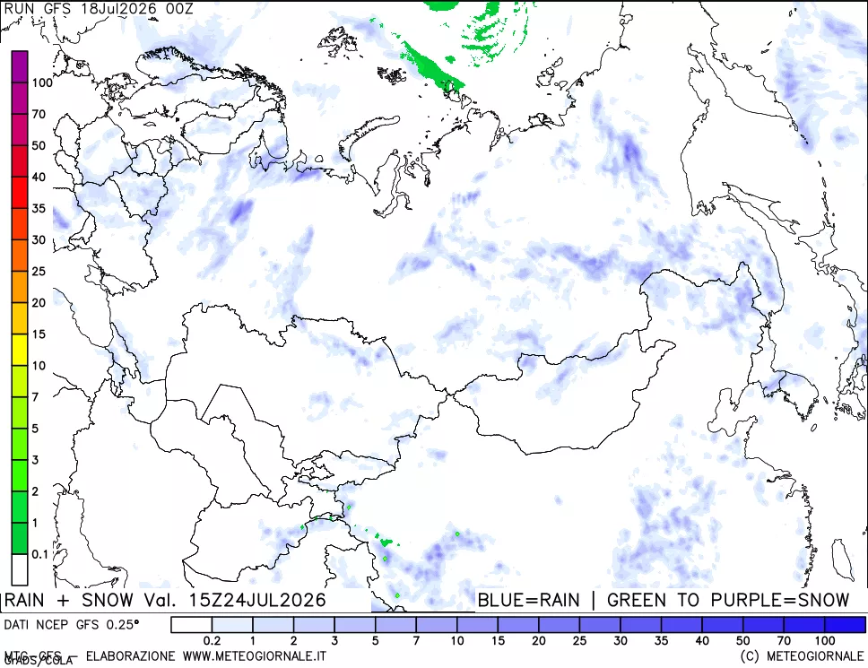 mappa Precipitazioni totali e nevose
