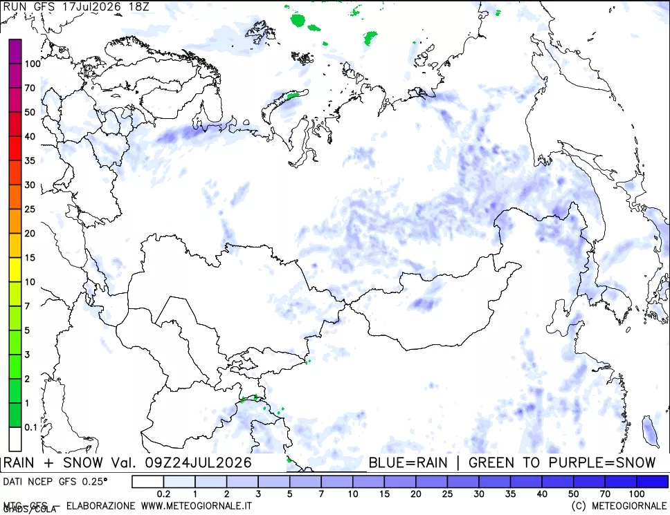 mappa Precipitazioni totali e nevose