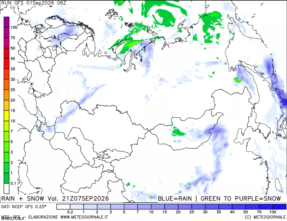 mappa Precipitazioni totali e nevose