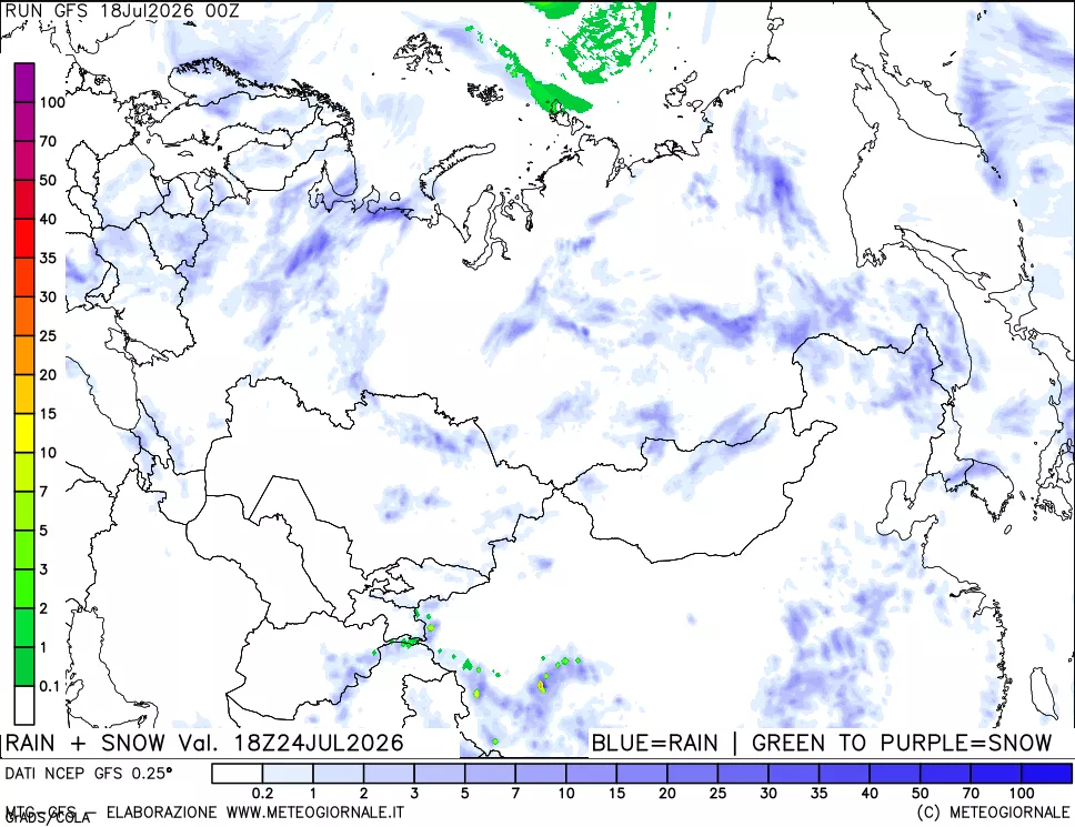mappa Precipitazioni totali e nevose