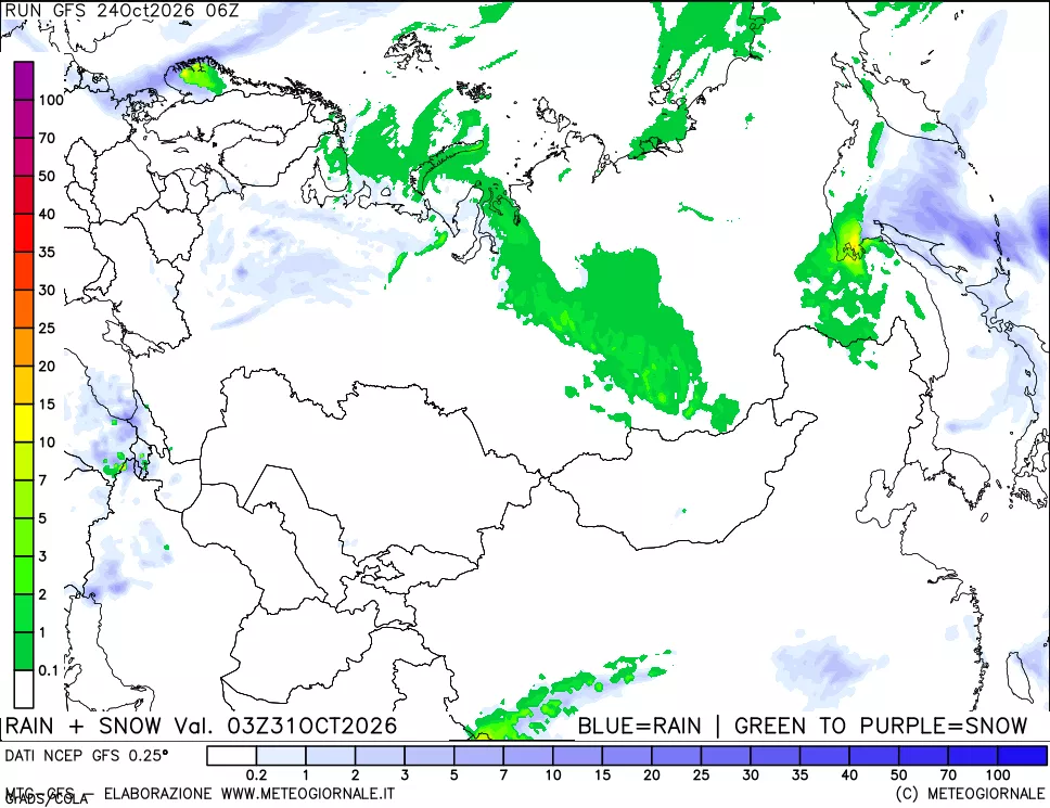 mappa Precipitazioni totali e nevose