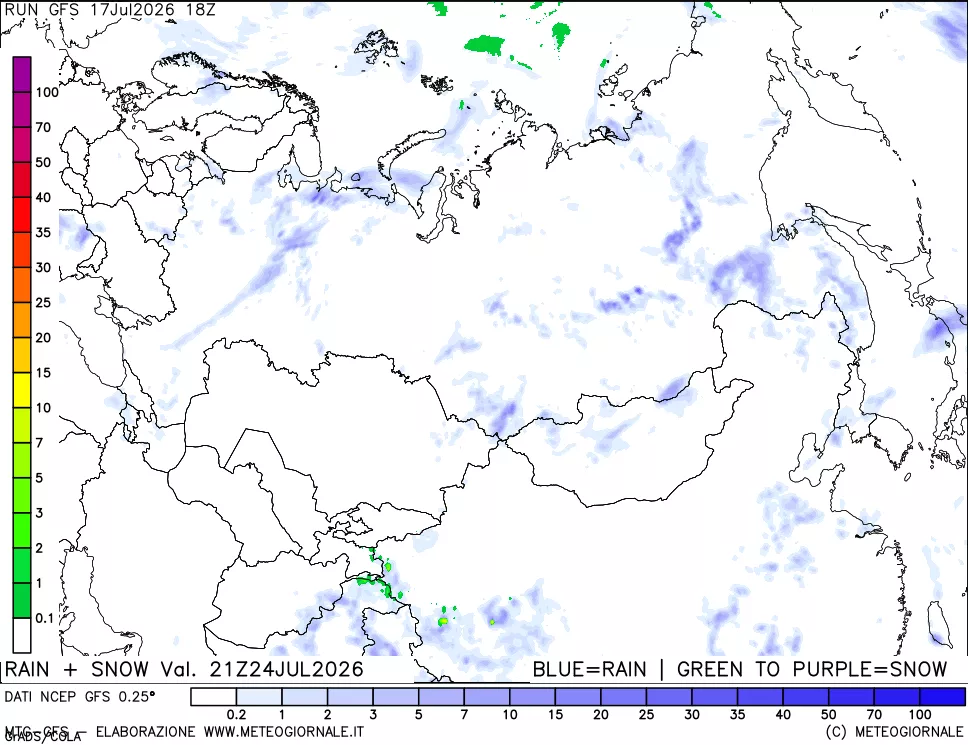 mappa Precipitazioni totali e nevose