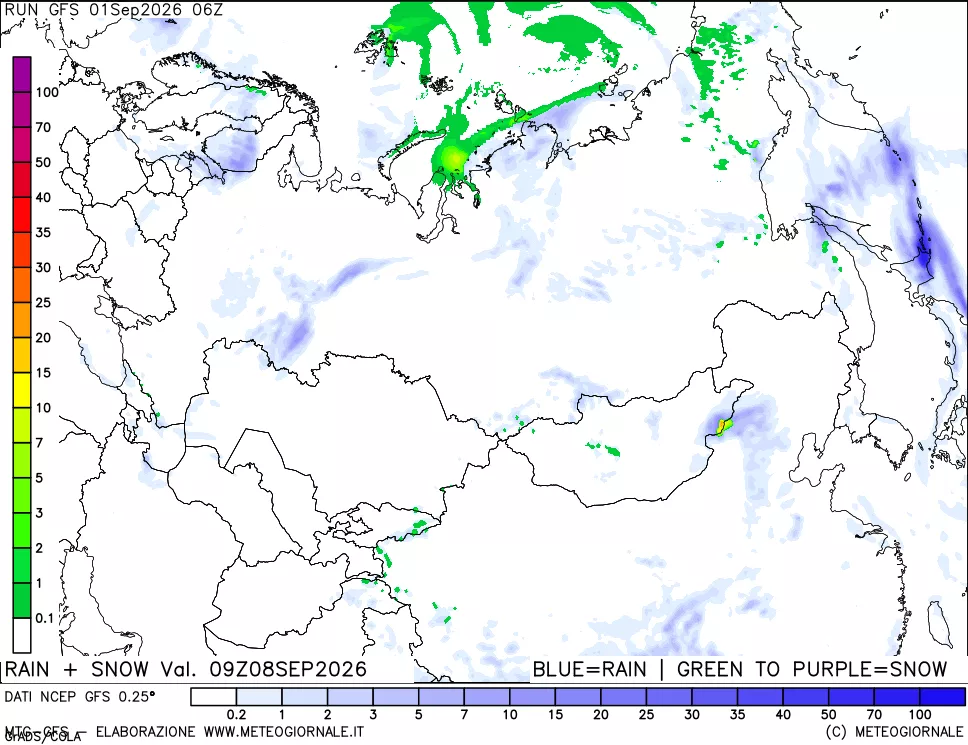 mappa Precipitazioni totali e nevose