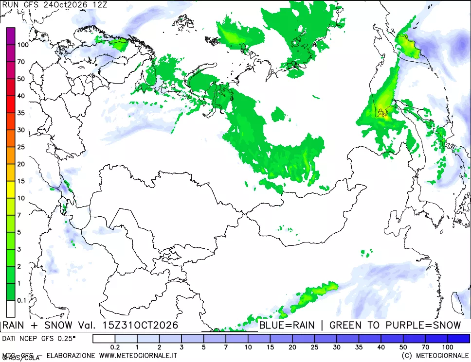 mappa Precipitazioni totali e nevose