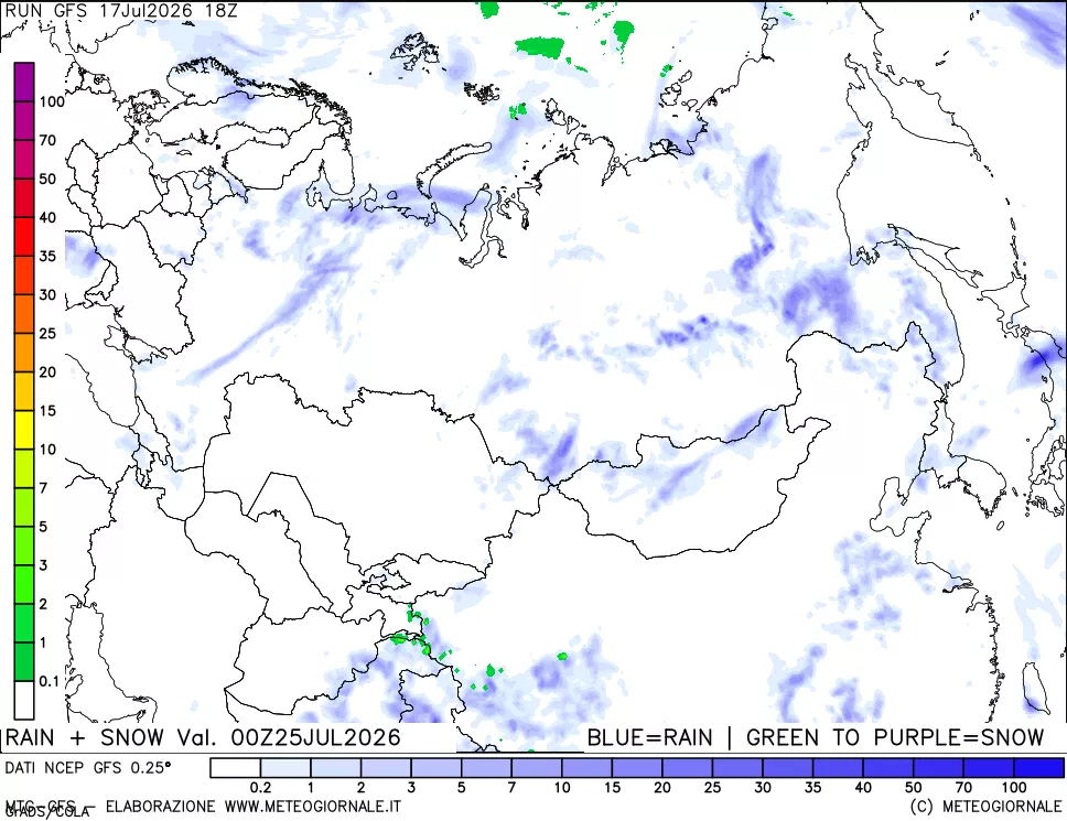 mappa Precipitazioni totali e nevose