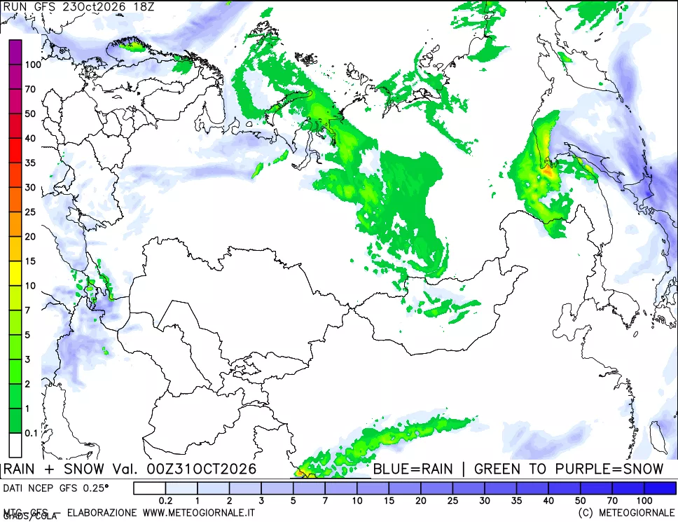 mappa Precipitazioni totali e nevose