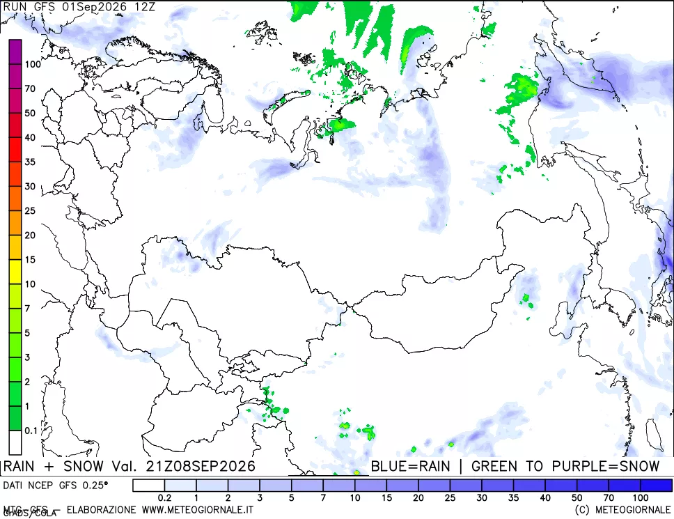 mappa Precipitazioni totali e nevose