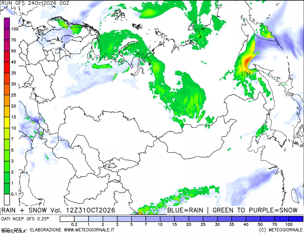 mappa Precipitazioni totali e nevose