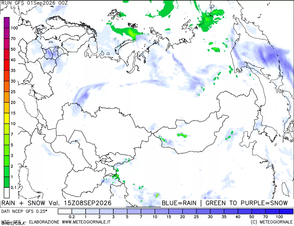 mappa Precipitazioni totali e nevose