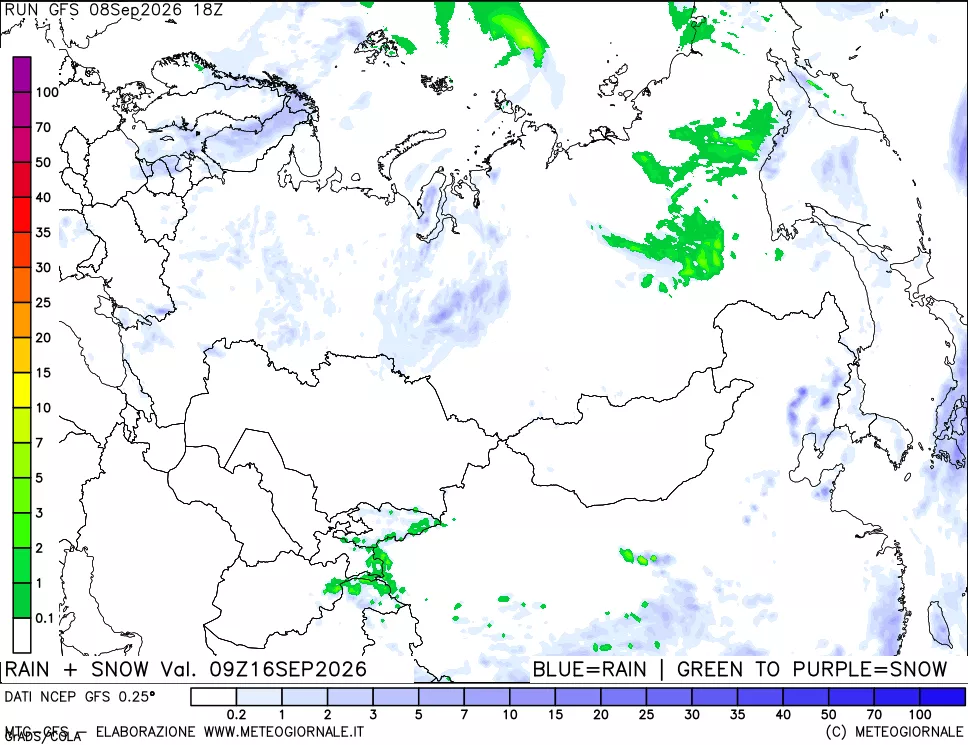 mappa Precipitazioni totali e nevose