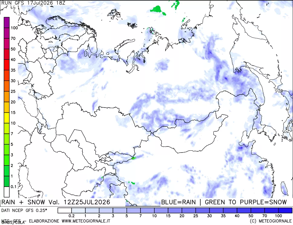 mappa Precipitazioni totali e nevose