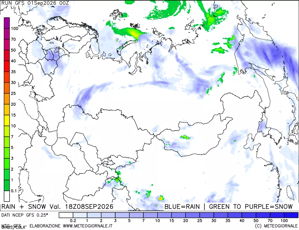 mappa Precipitazioni totali e nevose