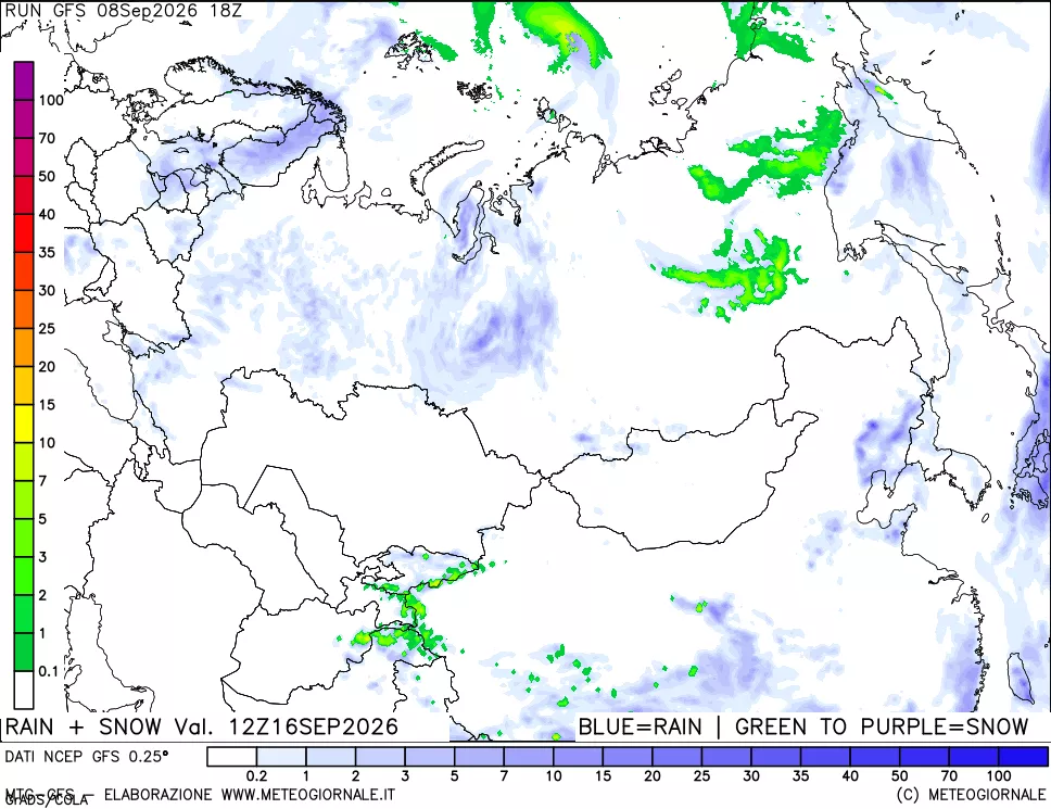 mappa Precipitazioni totali e nevose