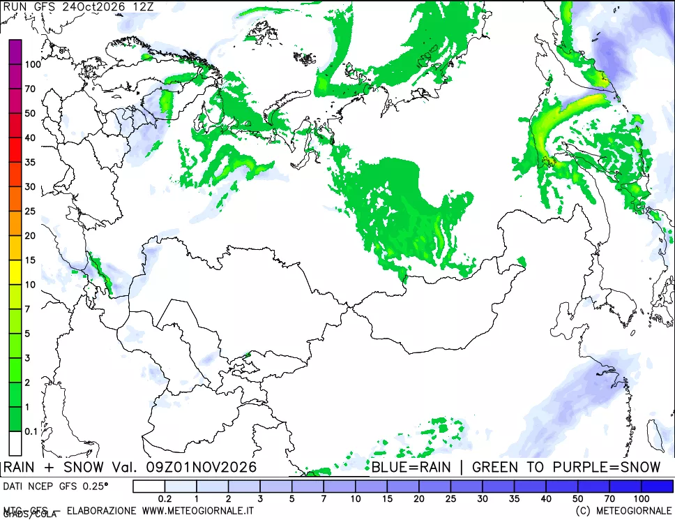 mappa Precipitazioni totali e nevose