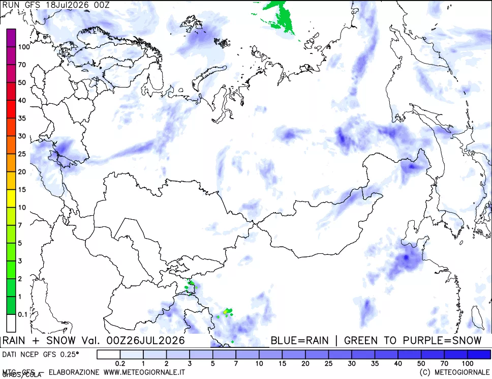 mappa Precipitazioni totali e nevose