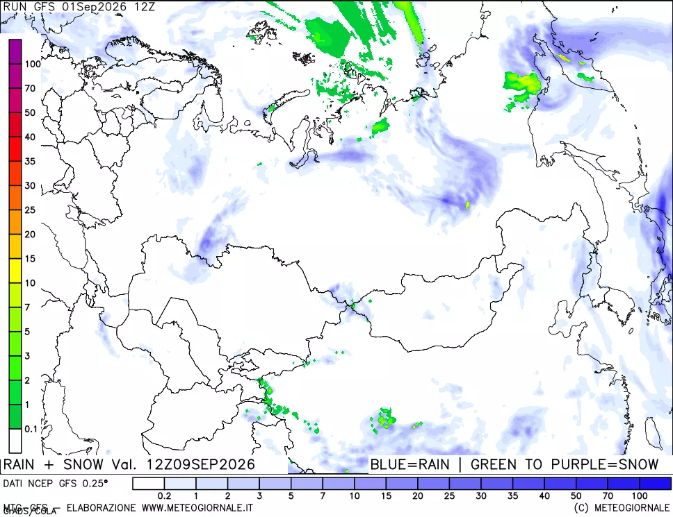 mappa Precipitazioni totali e nevose