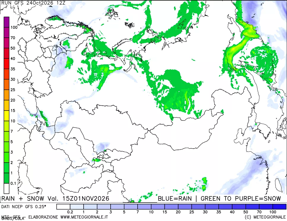 mappa Precipitazioni totali e nevose
