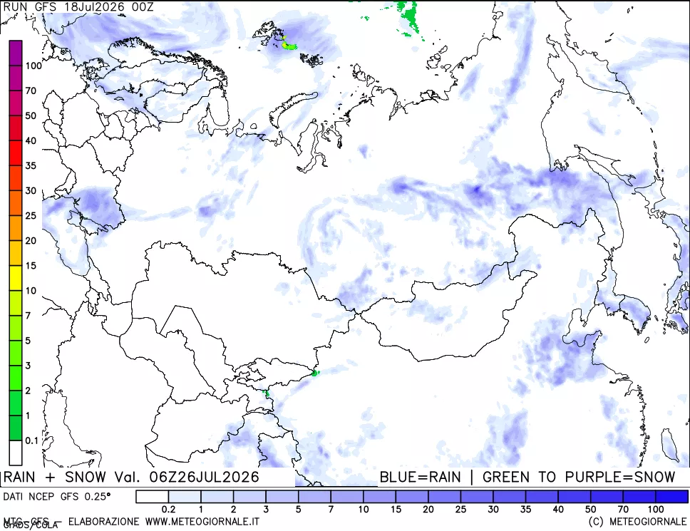 mappa Precipitazioni totali e nevose