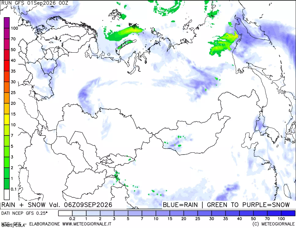 mappa Precipitazioni totali e nevose