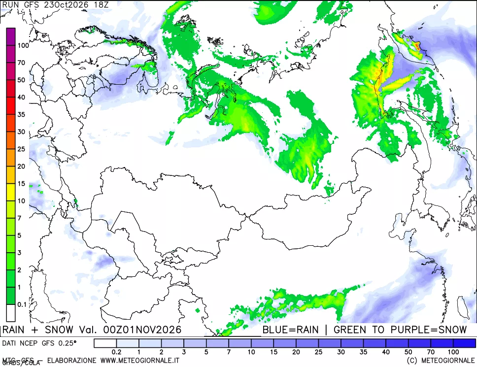 mappa Precipitazioni totali e nevose