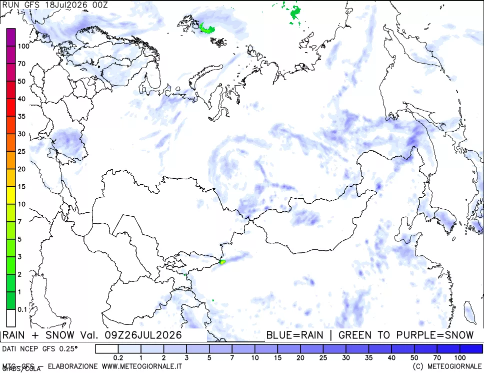 mappa Precipitazioni totali e nevose
