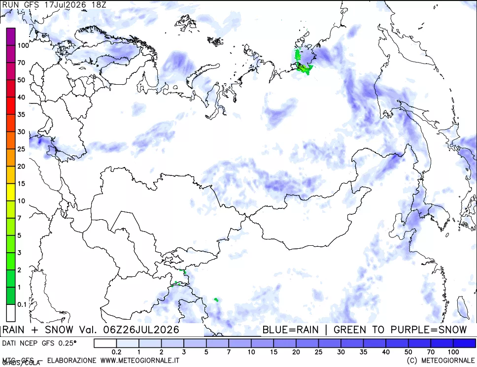 mappa Precipitazioni totali e nevose
