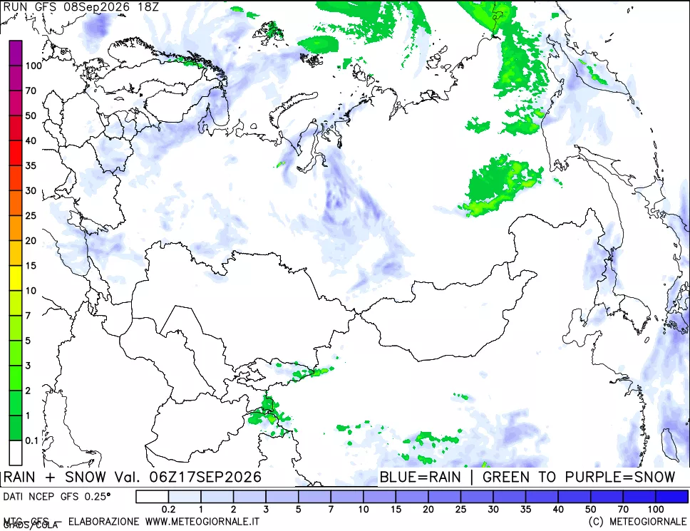 mappa Precipitazioni totali e nevose