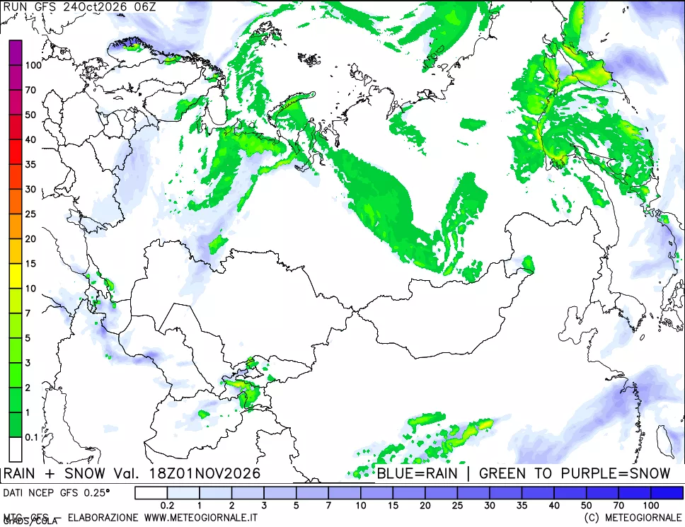 mappa Precipitazioni totali e nevose