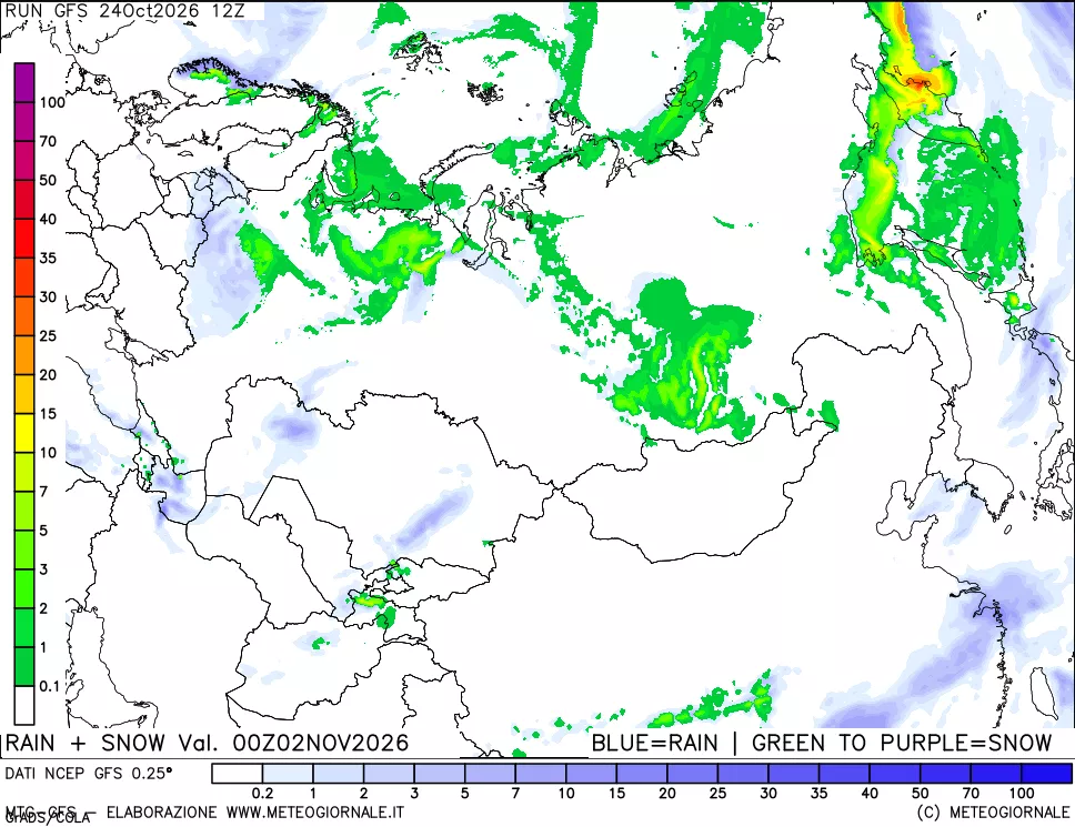 mappa Precipitazioni totali e nevose
