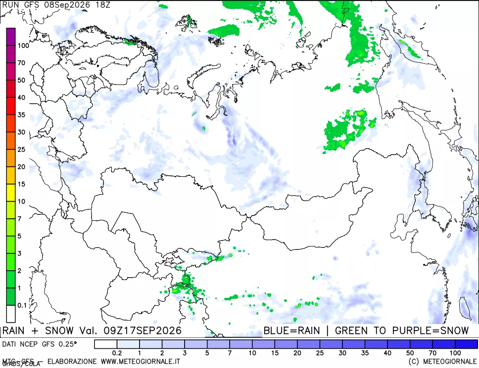 mappa Precipitazioni totali e nevose