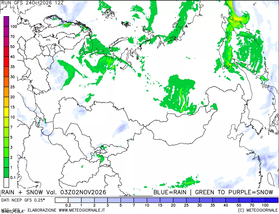 mappa Precipitazioni totali e nevose