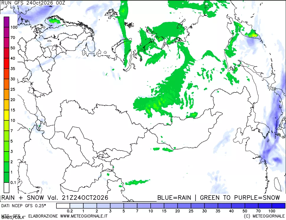 mappa Precipitazioni totali e nevose