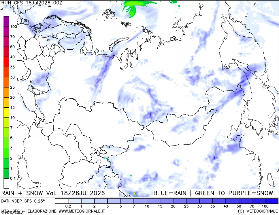 mappa Precipitazioni totali e nevose