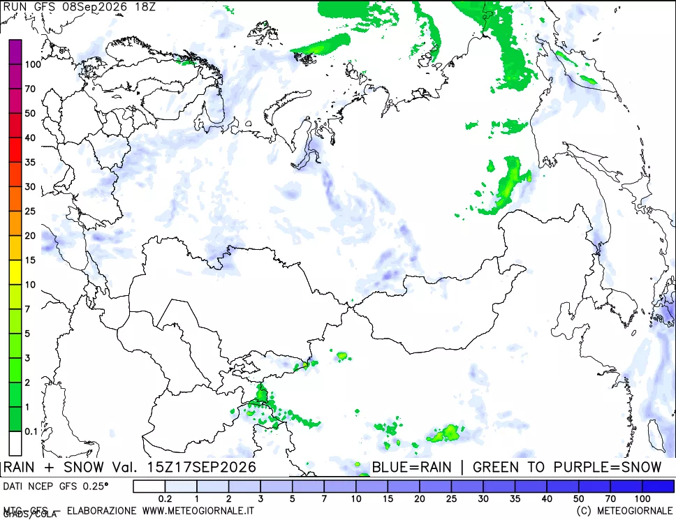 mappa Precipitazioni totali e nevose