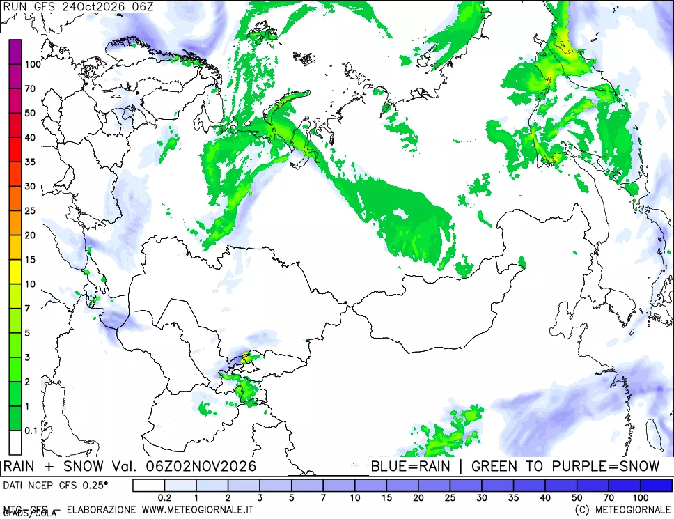 mappa Precipitazioni totali e nevose