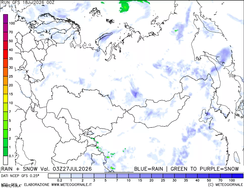 mappa Precipitazioni totali e nevose